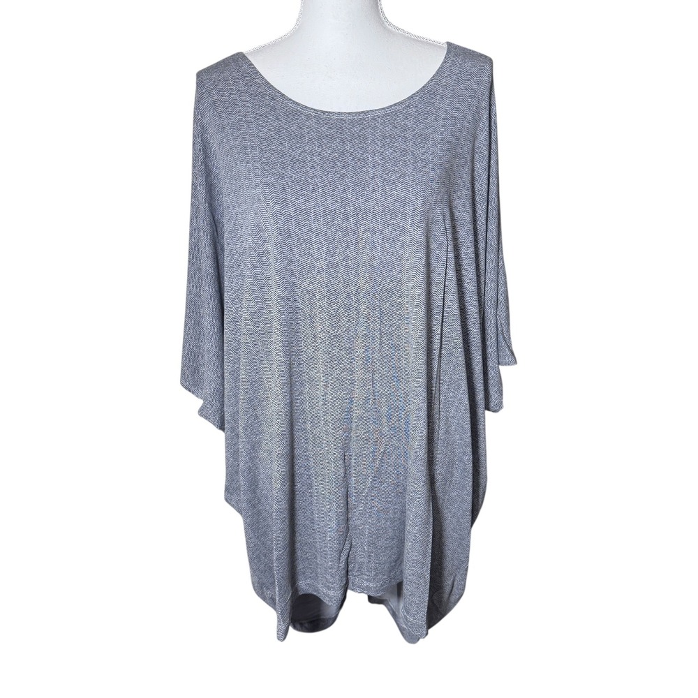 Bryn Walker Gray Chevron Pattern Tunic Top Oversized Dolman Sleeve USA Size XL